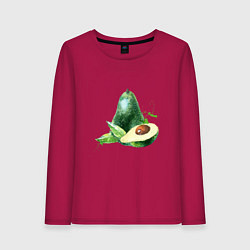 Лонгслив хлопковый женский Акварельное авокадо, цвет: маджента