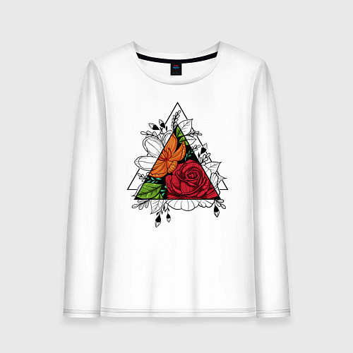 Женский лонгслив Flower tattoo / Белый – фото 1