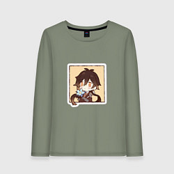 Лонгслив хлопковый женский Чжун Ли, цвет: авокадо