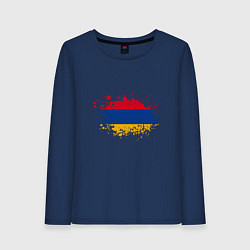 Лонгслив хлопковый женский Флаг Армении, цвет: тёмно-синий