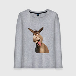 Лонгслив хлопковый женский Шрек: Осел, цвет: меланж