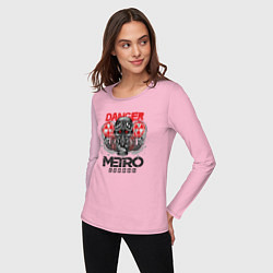 Лонгслив хлопковый женский Metro Danger Противогаз, цвет: светло-розовый — фото 2