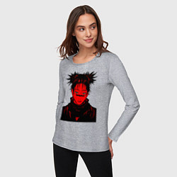 Лонгслив хлопковый женский Кровь Чосо Магическая Битва, цвет: меланж — фото 2