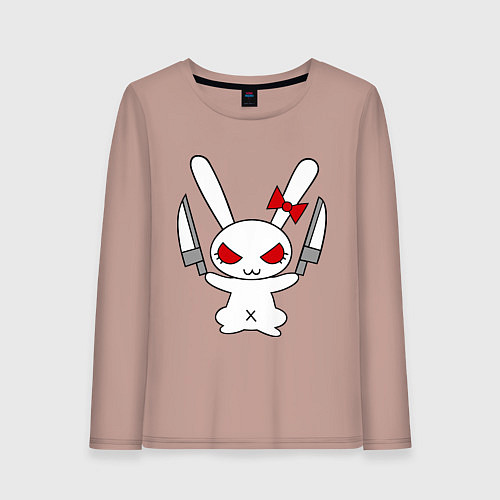 Женский лонгслив Зайка с ножами / Пыльно-розовый – фото 1