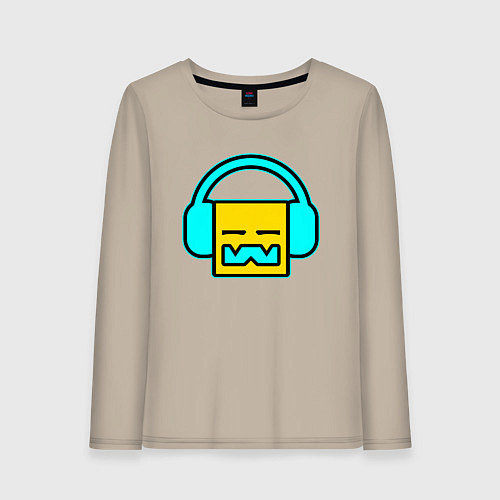 Женский лонгслив Geometry Dash: Music / Миндальный – фото 1