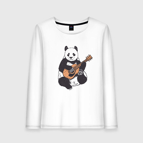 Женский лонгслив Панда гитарист Panda Guitar / Белый – фото 1