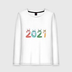 Лонгслив хлопковый женский Двадцать первый год, цвет: белый