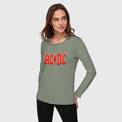 Лонгслив хлопковый женский ACDC, цвет: авокадо — фото 2