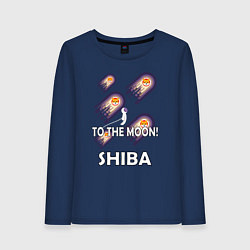 Лонгслив хлопковый женский TO THE MOON! SHIBA, цвет: тёмно-синий