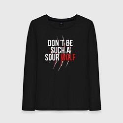 Лонгслив хлопковый женский Dont be such a sour wolf, цвет: черный