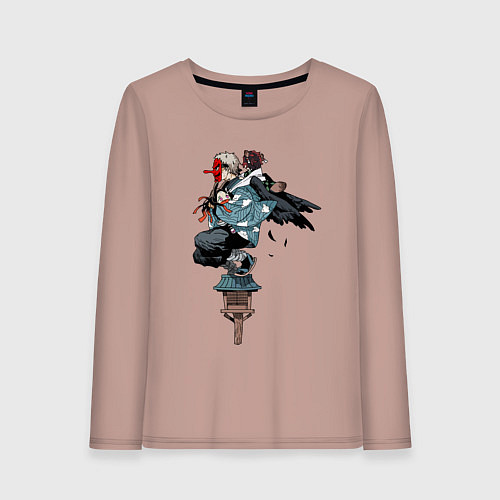 Женский лонгслив Клинок рассекающий демонов - ниндзя спасает Незуко / Пыльно-розовый – фото 1