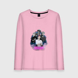 Лонгслив хлопковый женский SUGA BTS space, цвет: светло-розовый