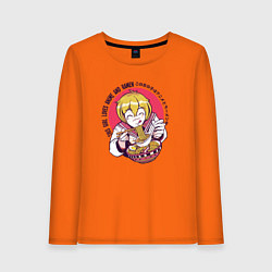 Лонгслив хлопковый женский Anime Girl loves Ramen, цвет: оранжевый
