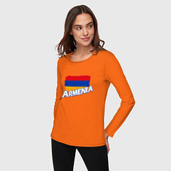 Лонгслив хлопковый женский Armenia Flag, цвет: оранжевый — фото 2