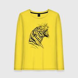 Женский лонгслив Чёрно белый рисунок тигра
