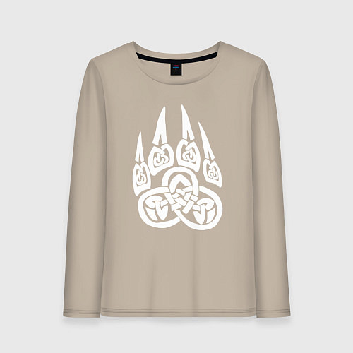 Женский лонгслив Символ Велеса Медвежья лапа / Миндальный – фото 1