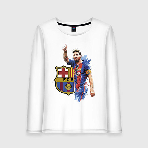 Женский лонгслив Lionel Messi Barcelona Argentina! / Белый – фото 1