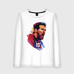 Лонгслив хлопковый женский Lionel Messi Barcelona Argentina Football, цвет: белый