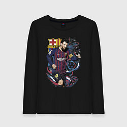 Лонгслив хлопковый женский Messi Barcelona Argentina Striker, цвет: черный
