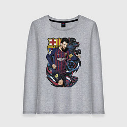 Лонгслив хлопковый женский Messi Barcelona Argentina Striker, цвет: меланж