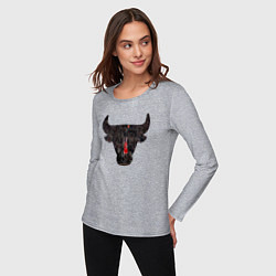 Лонгслив хлопковый женский Bulls - Jordan, цвет: меланж — фото 2