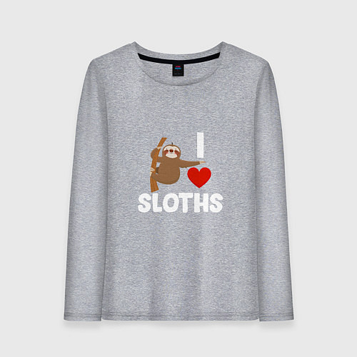 Женский лонгслив Я люблю ленивцев / Меланж – фото 1