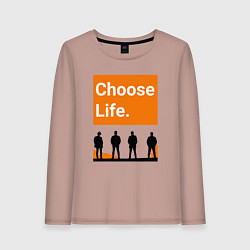 Лонгслив хлопковый женский Choose Life, цвет: пыльно-розовый