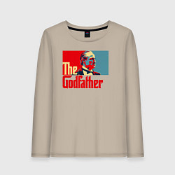 Лонгслив хлопковый женский Godfather logo, цвет: миндальный