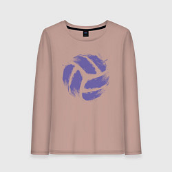 Лонгслив хлопковый женский Мяч - Волейбол, цвет: пыльно-розовый