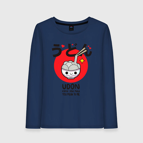 Женский лонгслив Лапша удон / Тёмно-синий – фото 1