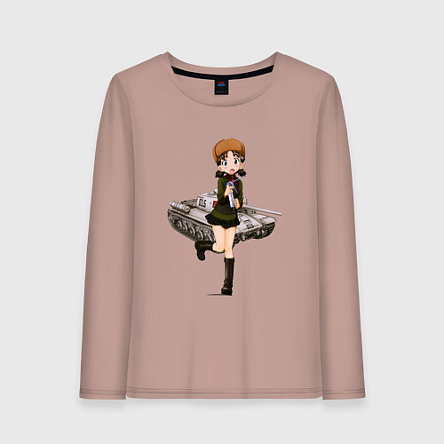 Женский лонгслив ТАНКИСТКА / Пыльно-розовый – фото 1