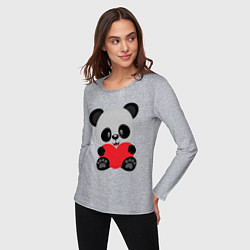 Лонгслив хлопковый женский Love Панда, цвет: меланж — фото 2