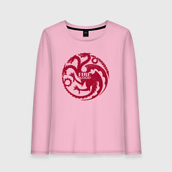 Лонгслив хлопковый женский Logo Targaryen Quotes, цвет: светло-розовый