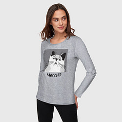 Лонгслив хлопковый женский Кот Чего?, цвет: меланж — фото 2
