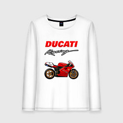 Лонгслив хлопковый женский DUCATI ДУКАТИ MOTOSPORT, цвет: белый