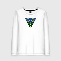 Лонгслив хлопковый женский Milwaukee Bucks лого, цвет: белый