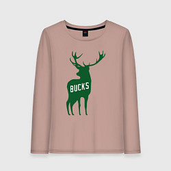 Лонгслив хлопковый женский NBA - Bucks, цвет: пыльно-розовый