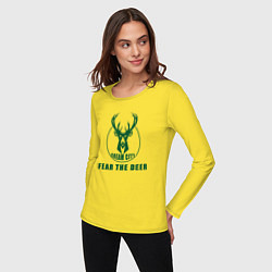 Лонгслив хлопковый женский Fear The Deer, цвет: желтый — фото 2