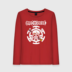 Лонгслив хлопковый женский Эмблема Трафальгар Ло One Piece, цвет: красный