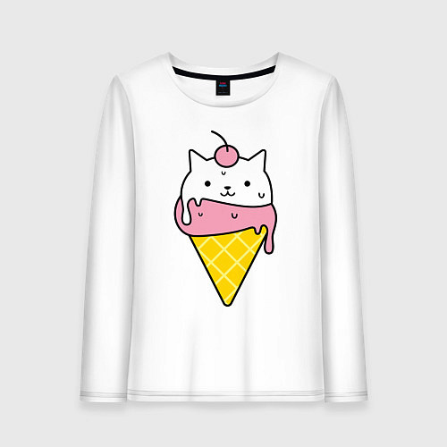 Женский лонгслив Ice Cream Cat / Белый – фото 1