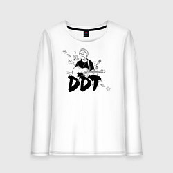 Лонгслив хлопковый женский DDT Юрий Шевчук, цвет: белый