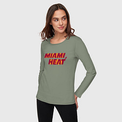 Лонгслив хлопковый женский NBA - Miami Heat, цвет: авокадо — фото 2