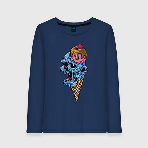 Женский лонгслив Horror ice cream / Тёмно-синий – фото 1
