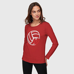 Лонгслив хлопковый женский Love Volleyball, цвет: красный — фото 2