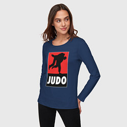 Лонгслив хлопковый женский Judo, цвет: тёмно-синий — фото 2