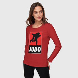 Лонгслив хлопковый женский Judo, цвет: красный — фото 2
