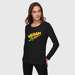 Лонгслив хлопковый женский Vegan Life, цвет: черный — фото 2