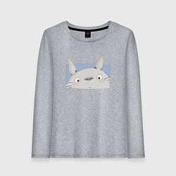 Лонгслив хлопковый женский Удивленный Тоторо, цвет: меланж