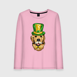 Лонгслив хлопковый женский Счастливый пёс, цвет: светло-розовый