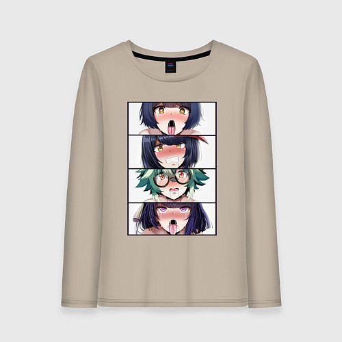 Женский лонгслив Genshin Impact Ahegao face / Миндальный – фото 1